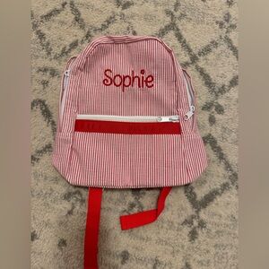 Red seersucker toddler backpack NEVER USED NWOT